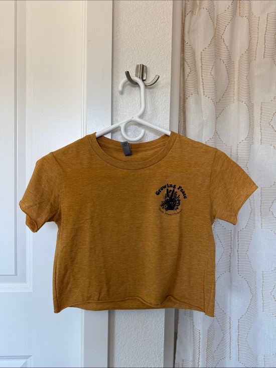 Next Level Apparel Tops - Cropped Mustard Yellow Graphic Tee